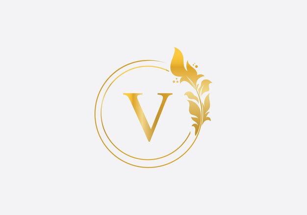 El icono del logotipo de la letra V de lujo