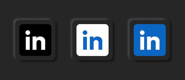 Vector Ícono de logotipo de linkedin neumórfico para logotipos de iconos de redes sociales populares en botones de neumorfismo