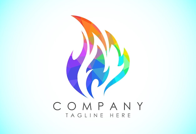 Icono de logotipo de llama de fuego poligonal Concepto de diseño de logotipo de industria de petróleo y gas de estilo polivinílico bajo