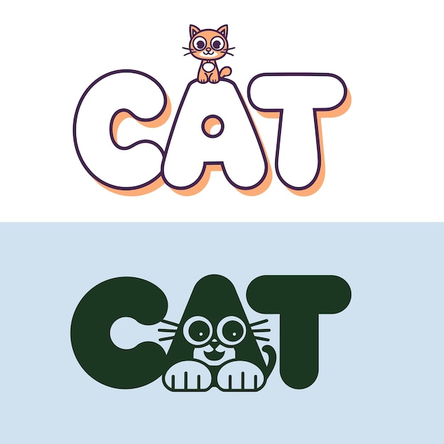 El icono del logotipo de la marca de palabra de gato