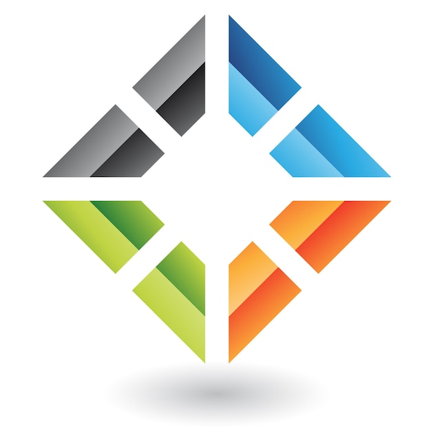 Icono de logotipo de marco abstracto cuadrado con bordes divididos coloridos