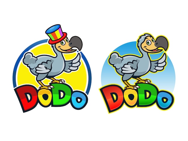 Ícono del logotipo de la mascota de la historieta del pájaro de dodo