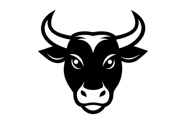 El icono del logotipo de la mascota de la vaca toro aislado sobre un fondo blanco