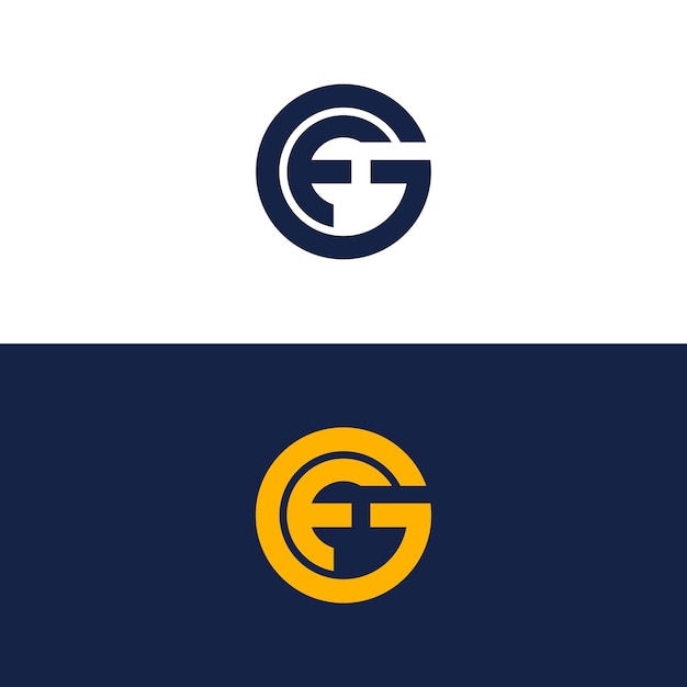 El icono del logotipo del monograma del círculo GFFGG y F las iniciales GF la letra monograma el texto alfabético el diseño del logotipo