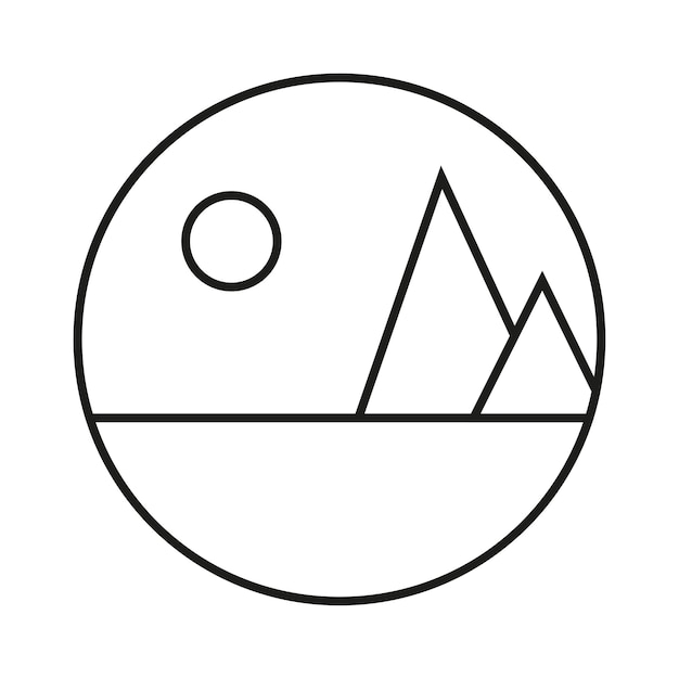 Icono del logotipo de la naturaleza de la montaña Ilustración vectorial EPS 10 Imagen de archivo