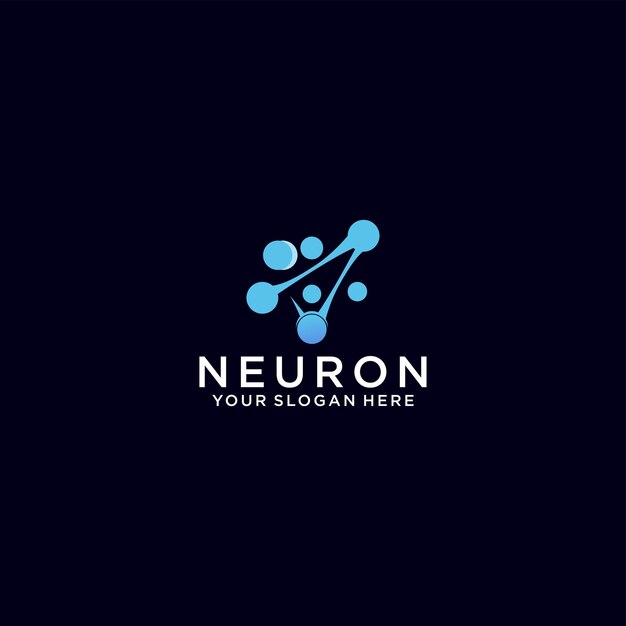 icono del logotipo de la neurona cerebral con concepto de puntos