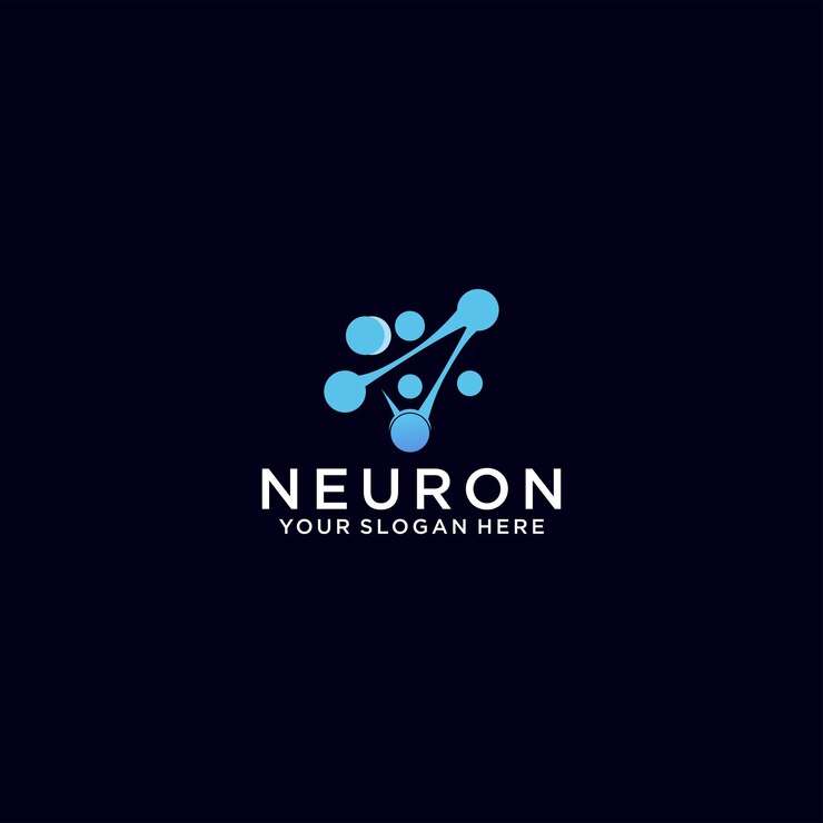 Vector icono del logotipo de la neurona cerebral con concepto de puntos