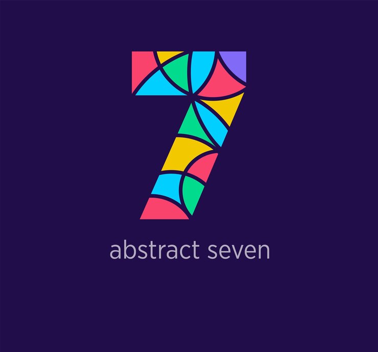 Vector icono de logotipo de número siete abstracto moderno diseño único transiciones de color plantilla de número 7 colorido