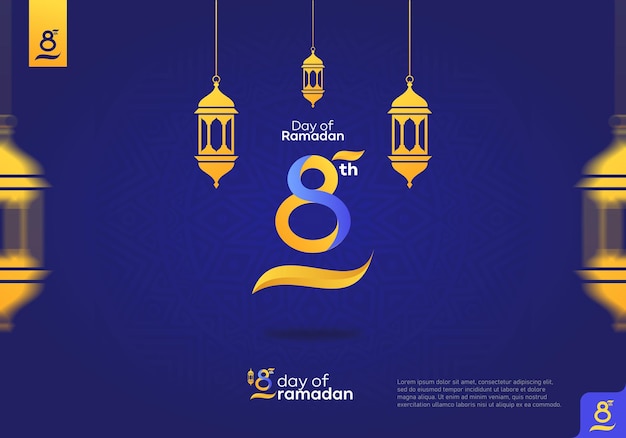 Icono del logotipo del octavo día de Ramadán