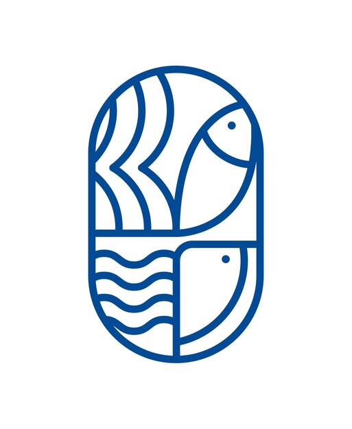 Icono de logotipo de pescado de mar o río redondo vectorial Silueta de línea abstracta moderna simple para culinaria de mariscos