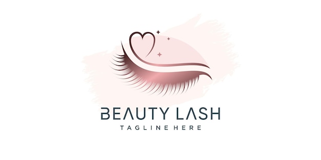 Ícono de logotipo de pestañas con concepto de elemento único para la belleza Vector Premium