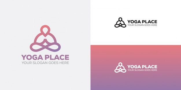 Icono de logotipo de pin de lugar de yoga