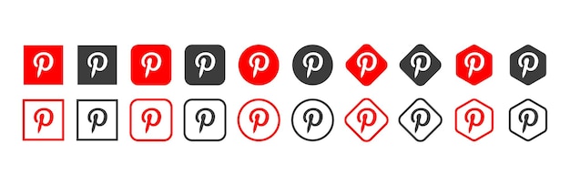 Ícono del logotipo de pinterest en varias formas ícono de redes sociales