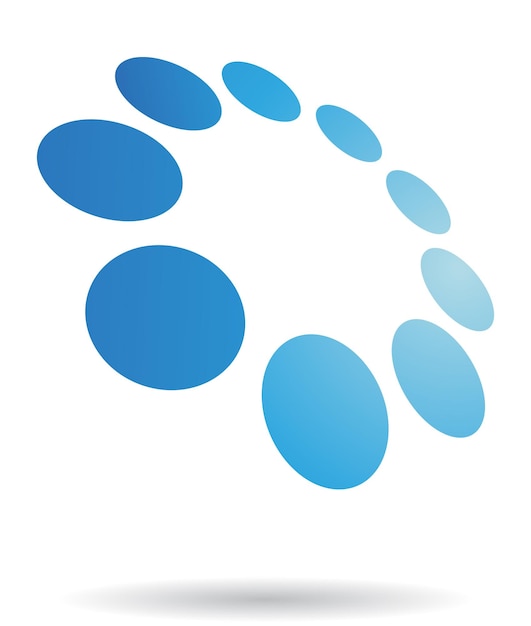 Icono de logotipo de puntos giratorios abstractos azules