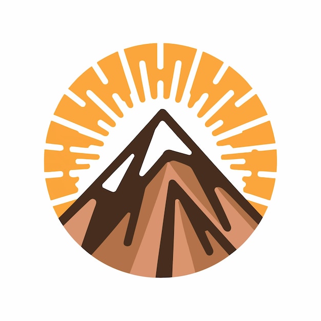 Un icono de logotipo que representa un pico de montaña estilizado contra un fondo de amanecer o puesta de sol