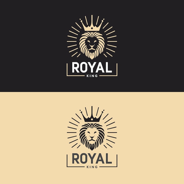 Icono del logotipo real Ilustración vectorial de la insignia de cabeza de animal del rey premium