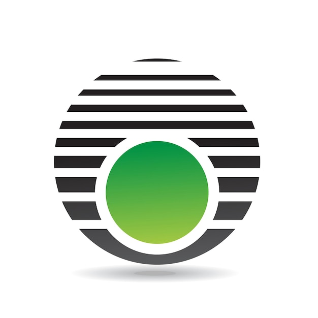 Icono de logotipo redondo de rayas abstractas verde y negro