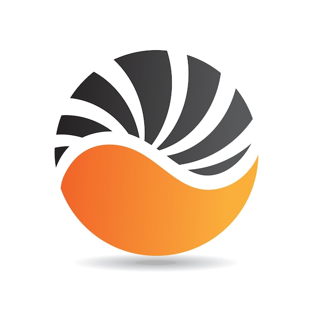 Icono de logotipo redondo de rayas onduladas abstractas naranja y negro