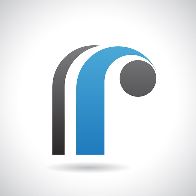 Icono de logotipo redondo de rayas retro negro y azul de la letra R