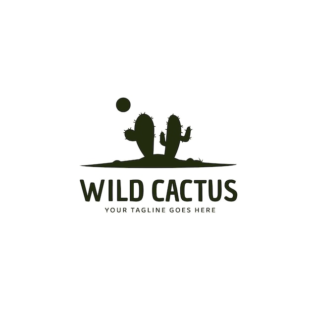 Icono de logotipo de silueta de cactus salvaje