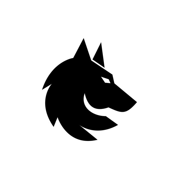 El icono del logotipo de la silueta del lobo El signo del depredador aullador El diseño del símbolo del animal canino salvaje