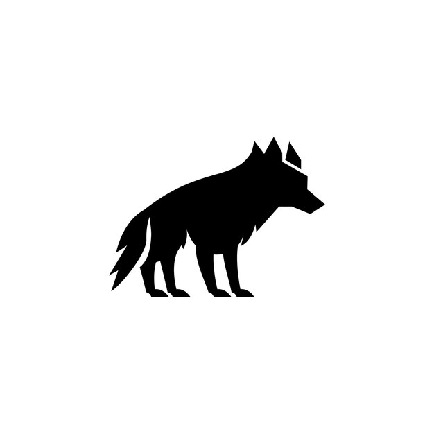 El icono del logotipo de la silueta del lobo El signo del depredador aullador El diseño del símbolo del animal canino salvaje