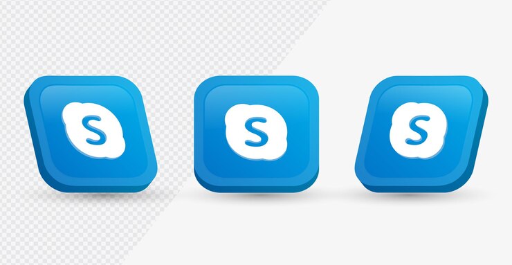 Vector icono del logotipo de skype en el moderno cuadrado de representación 3d para iconos de redes sociales o logotipos de redes