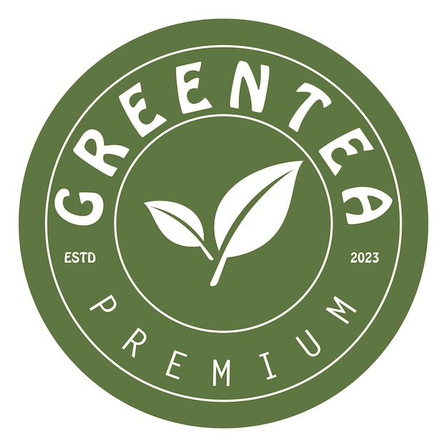Icono del logotipo del té té verde en una taza con ilustración de diseño de bolsa de té bebida de té verde saludable concepto vector de diseño del logotipo