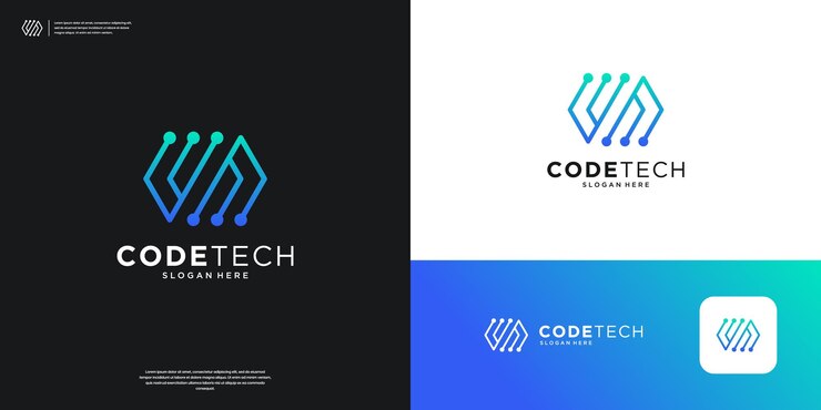 Vector icono del logotipo de la tecnología de codificación moderna diseño del logotipo del símbolo de programación del circuito de conexión