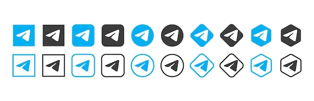 Ícono de logotipo de Telegram en varias formas ícono de redes sociales