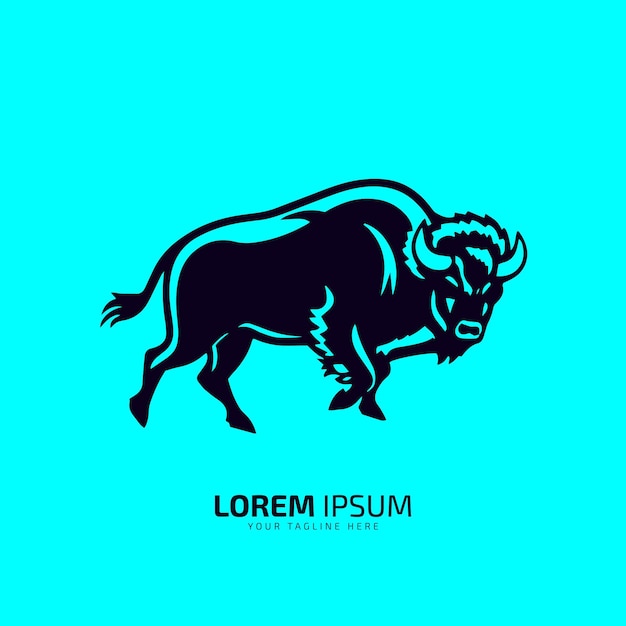 icono de logotipo de toro silueta bisonte estilo de símbolo de logotipo de buey ilustración de vector de toro vector de logotipo de búfalo toro negro