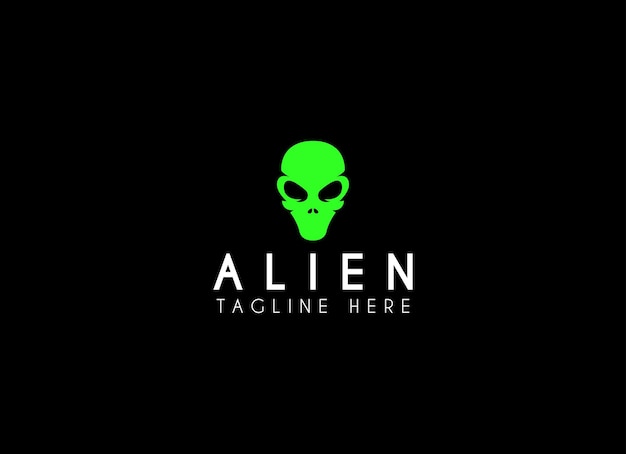 El icono del logotipo del vector de cabeza alienígena Diseño del logotipo de vector de cabeza extraterrestre verde