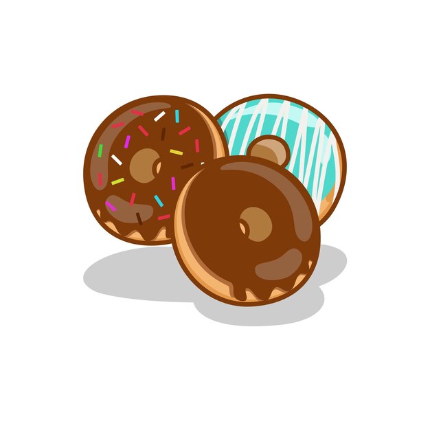 Icono de logotipo de vector de comida de ilustración de dibujos animados de donut volador