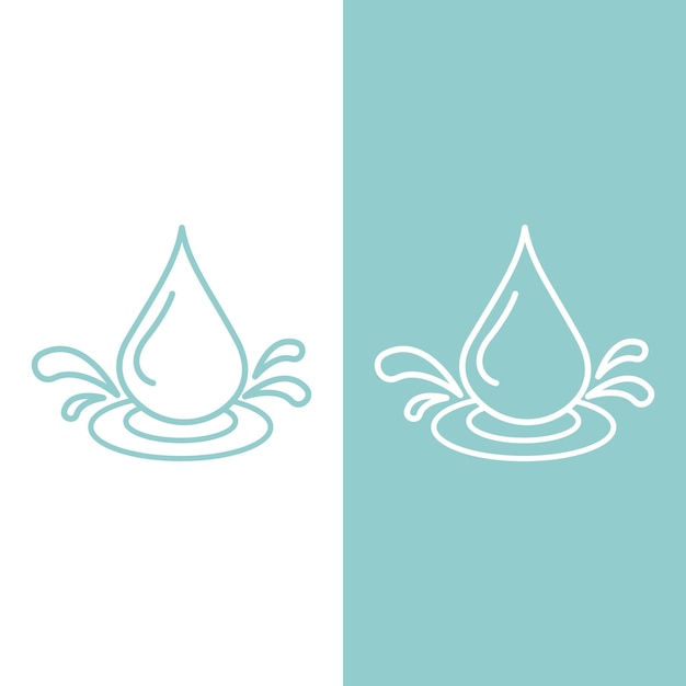 Icono de logotipo de vector de gota de agua azul