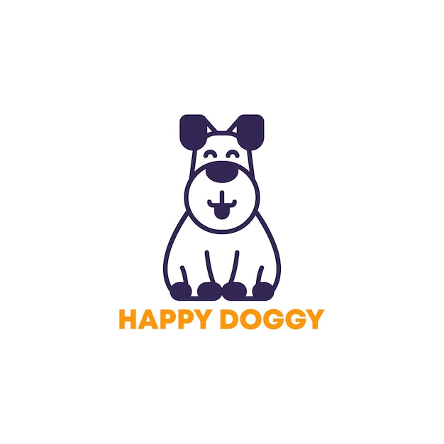 Icono de logotipo de vector de perro feliz