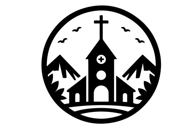 icono del logotipo vectorial de la iglesia