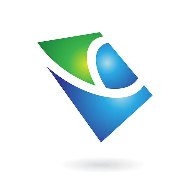Icono de logotipo verde y azul brillante