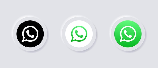 Vector Ícono de logotipo de whatsapp neumórfico para logotipos de iconos de redes sociales populares en botones de neumorfismo