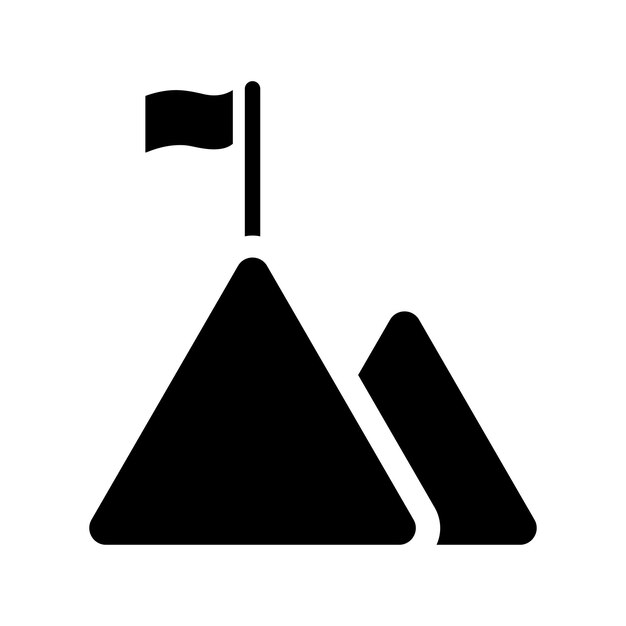 Icono de logro en la cima de la montaña Gráficos vectoriales negros