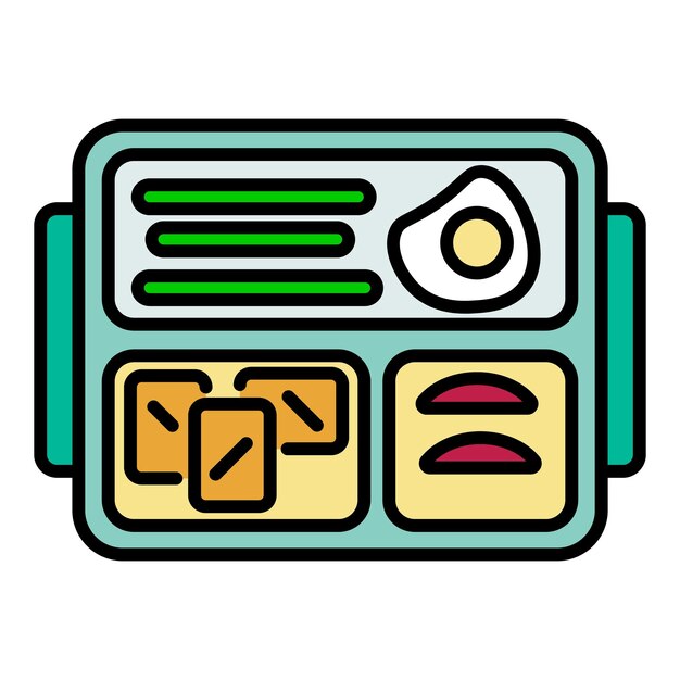 Icono de lonchera de comida Contorno de lonchera de comida icono de vector color plano aislado en blanco