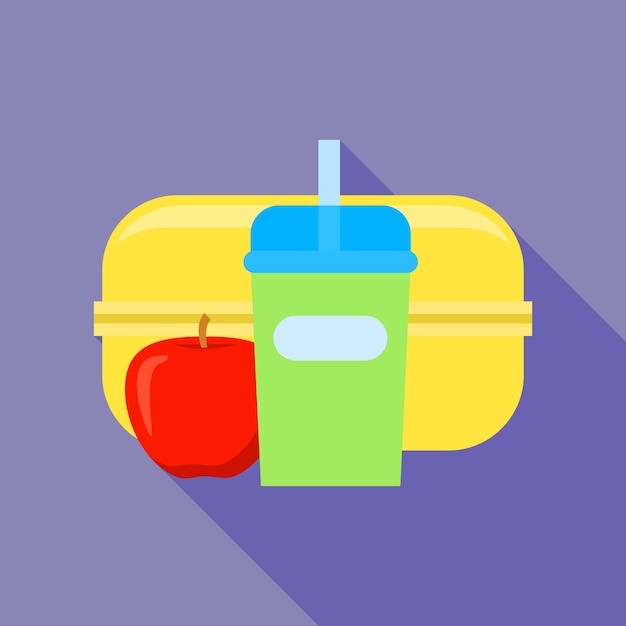 Icono de lonchera de plástico Ilustración plana del icono de vector de lonchera de plástico para diseño web