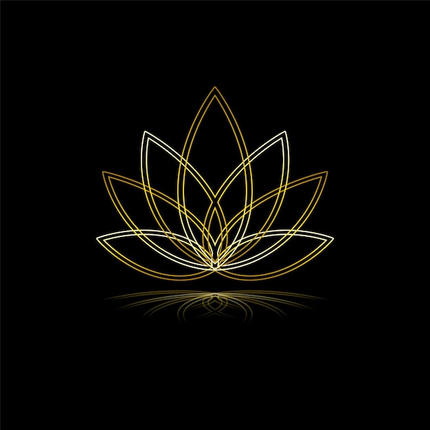 Icono de loto lineal vectorial Símbolo de flor dorada