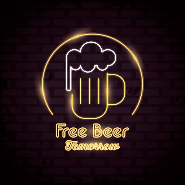 Vector icono de luces de neón beer gratis