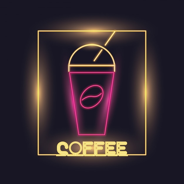 Icono de luces de neón de café