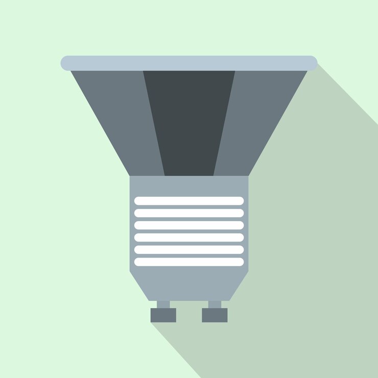Vector icono de luminodiodo en estilo plano sobre un fondo azul claro