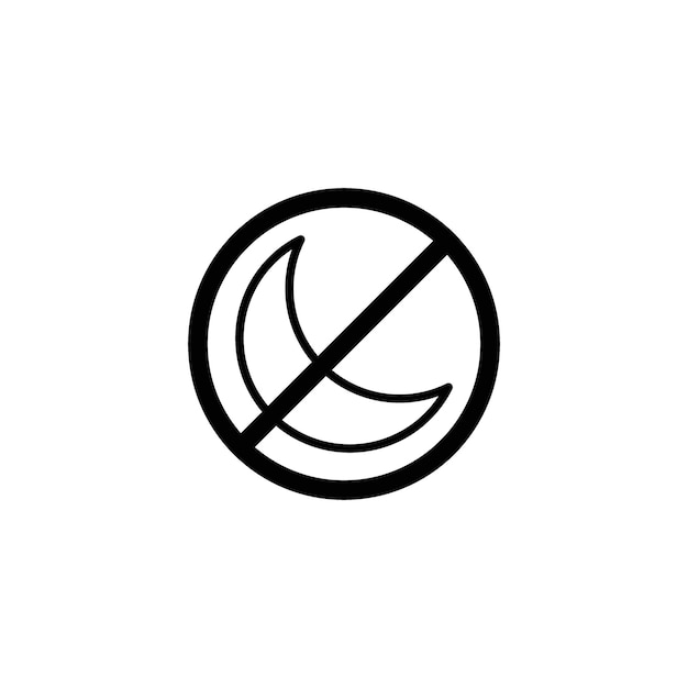 Sin icono de luna configurado Sínbolo vectorial de insomnio en un estilo de relleno y delineado en negroAbsencia de signo de luna