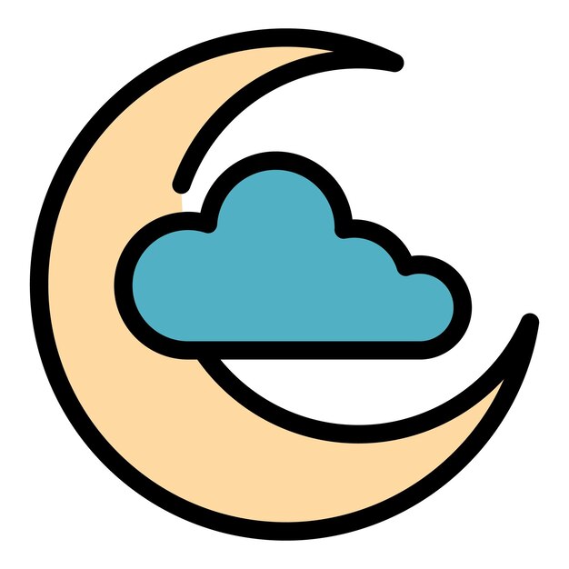 Icono de la luna y las nubes Icono del vector de la Luna y las nube Color plano aislado