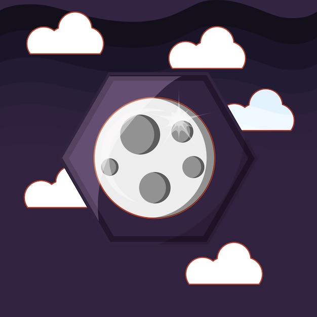 icono de la luna sobre fondo de cielo