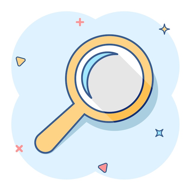 Icono de lupa de dibujos animados vectoriales en estilo cómic pictograma de  ilustración de lupa de búsqueda encontrar concepto de efecto de salpicadura  de negocio de búsqueda | Vector Premium