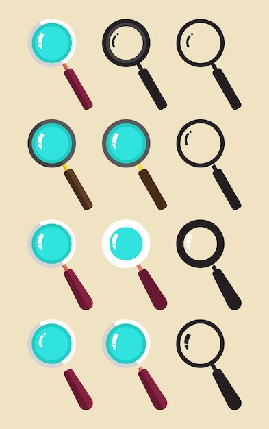 un icono de lupa establecido con color para elementos de diseño UI UX o icono de búsqueda